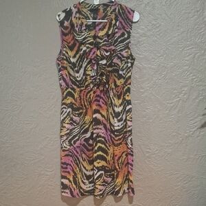 Lane Bryant Pink and Orange Patterned Dress Size 16